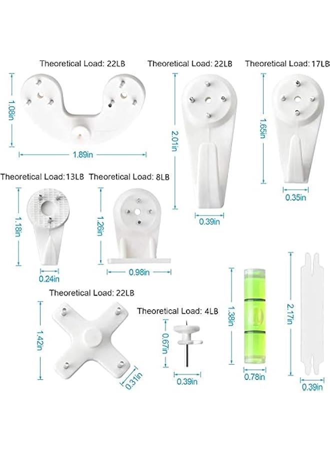 فايلكس مجموعة  صور ـ 62 قطعة علاقات جدارية صلة للجدرا الجافة والجسية والخرساية، تسمح  الإطارات واللوحات الفية دو إلحاق أي ضرر - Image 3