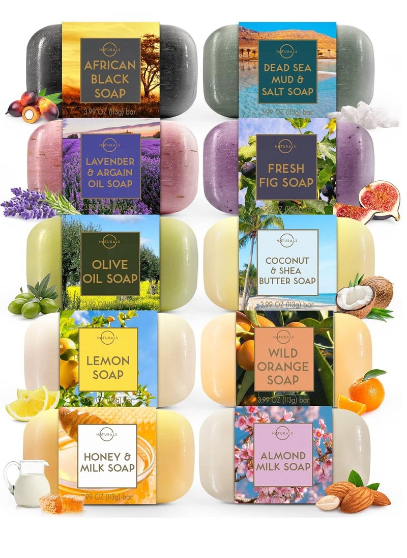 O Naturals O NATURALS 10PC Bar Soap for Men & Women - Natural Soap, Bath Soap Bar for Women - Natural Soap for Men, Natural Bar Soap, Soap Bars, Natural Soap Bar - Vegan Bars of Soap - Spa Gifts for Women & Men  - Image 1