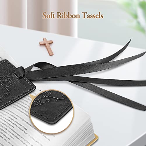 FINPAC Leather Bible Bookmarks, Vegan Religious Bookmarks, Bible Verse Book Markers Church Gifts for Women Men [Trust in The Lord with All Your Heart] - Black - Image 5