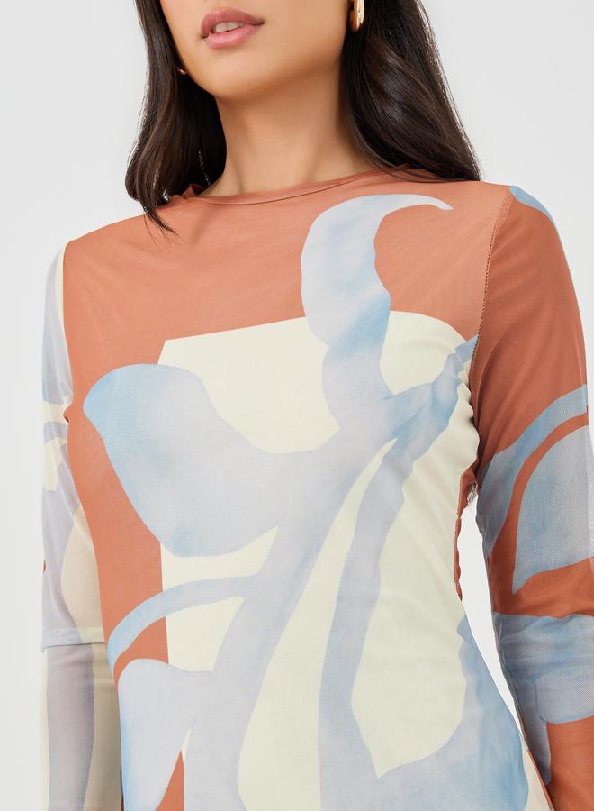 ستايلي فستان ماكسي ضيق بأكمام طويلة وطبعات ستايلي - Image 3