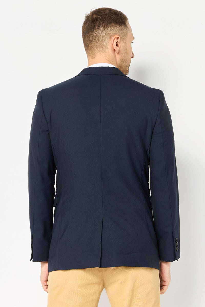 SELECTED Men Slim Fit Plain Semi-Formal Blazer, Navy Blue - Image 3