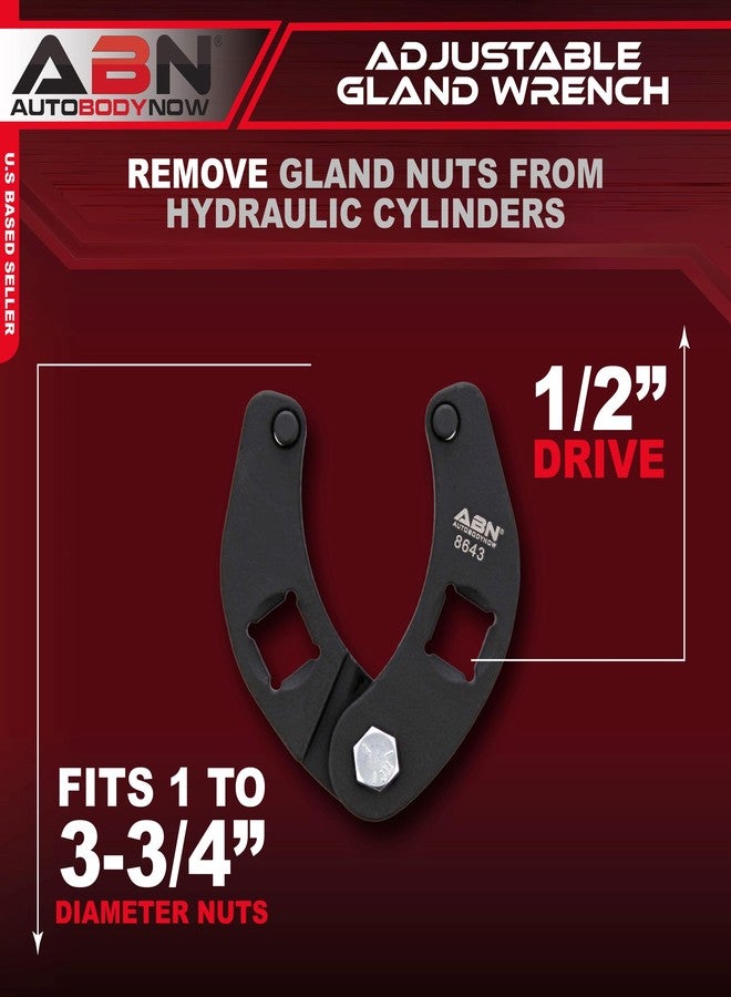 ABN Adjustable Gland Nut Wrench - 1/2in Drive Small Universal Hydraulic Cylinder Spanner Wrench, 1 to 3.75in Capacity - Image 2