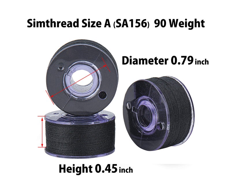 Simthread 144pcs Black 90 Weight WT(60S/2) Prewound Bobbins Thread Size A Class 15 Plastic Sided for Brother Babylock Embroidery Thread Sewing Thread Machine DIY (Black) - Image 4