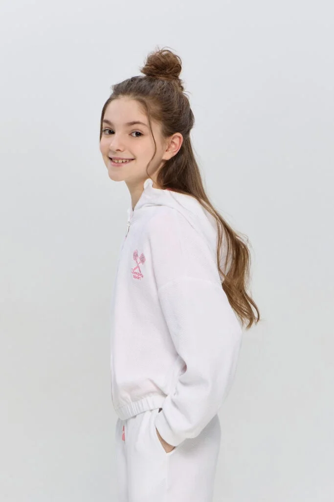 Choupette White Sports Zip-Up Hoodie - Choupette