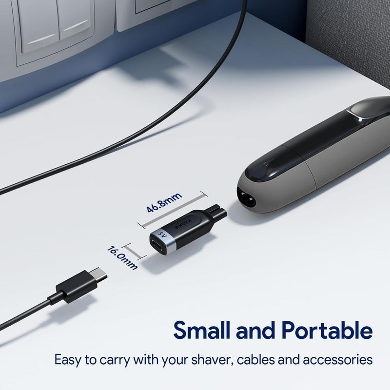 Yinke محول شاحن ماكينة حلاقة Yinke 5V Type-C لموديلات Philips Norelco OneBlade QP2724 QP2834 QP4530 S5880/S5885 MG7910 MG9510 QP1924 QP1324، محول شاحن ماكينة حلاقة USB-C بدون سلك شاحن (1 قطعة) - Image 5