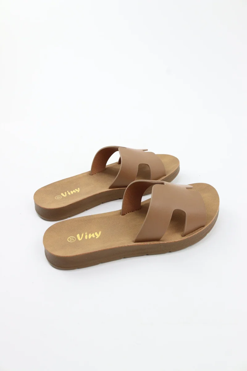 Viny KHAKI Viny Girls Everyday Comfort Slide Slippers for Women | Best Price UAE