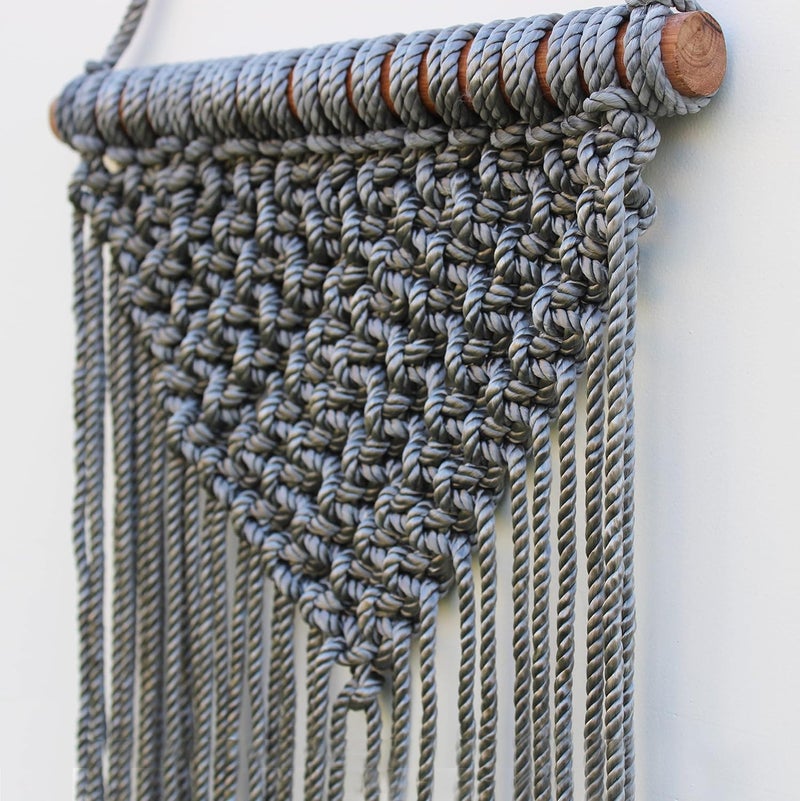 Decorcreed Grey Colour Macrame Photo Organaizer Wall Dcor Home Dcor Wall Hanging With Wooden Clips - Image 4
