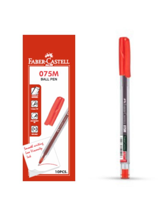FABER-CASTELL - FC Ballpoint  075M Red     bx/10 - Image 1