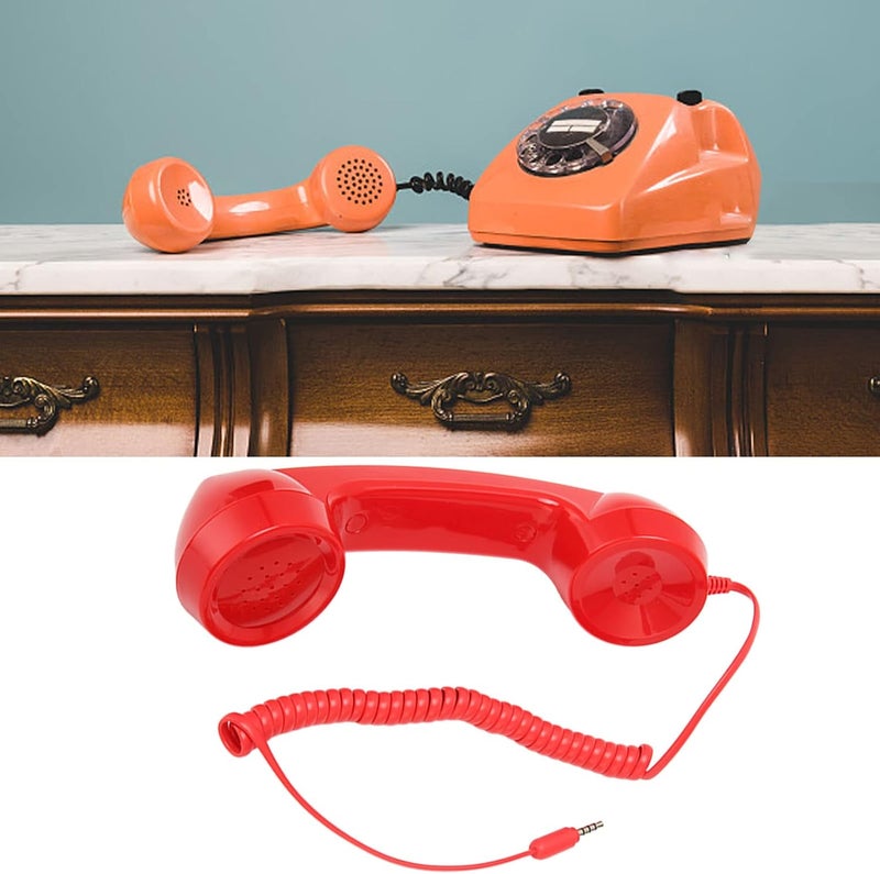 Goshyda Retro Phone Handset, Retro Vintage Telephone Handset Cell Phone Receiver Mic Microphone Speaker for Mobile Phones, Computers (Red) - Image 3