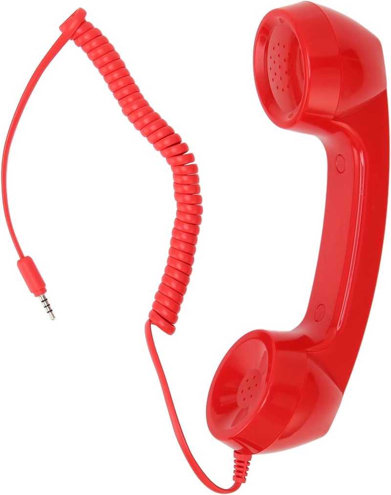 Goshyda Retro Phone Handset, Retro Vintage Telephone Handset Cell Phone Receiver Mic Microphone Speaker for Mobile Phones, Computers (Red) - Image 1