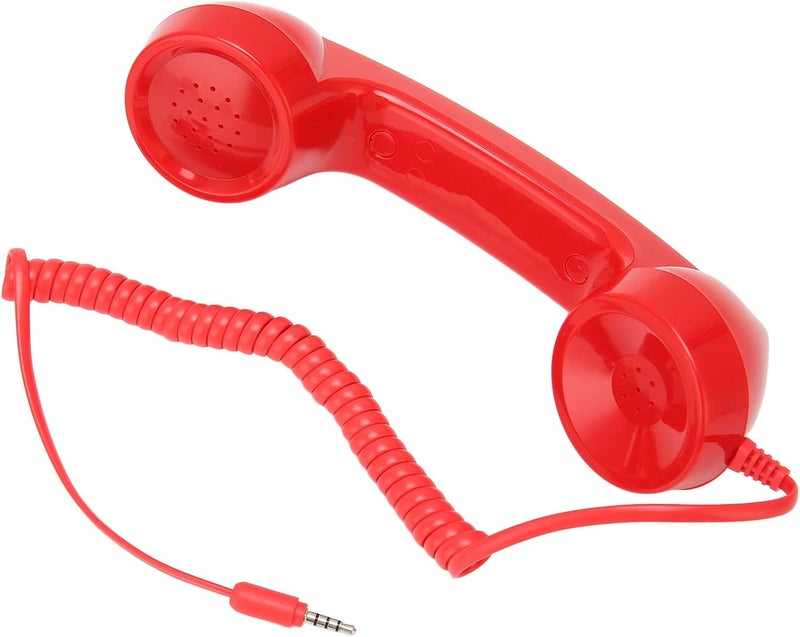 Goshyda Retro Phone Handset, Retro Vintage Telephone Handset Cell Phone Receiver Mic Microphone Speaker for Mobile Phones, Computers (Red) - Image 2