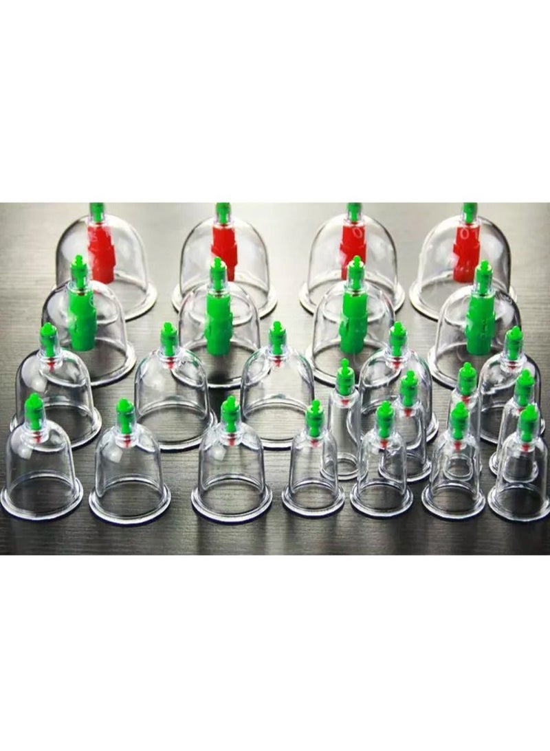 Cupping Set Plastic, Vacuum Suction Magnetic Pump Professional, for Body Massage Pain Relief Physical Therapy Excreting Toxins with Pump Gun Extension Tube - Image 1