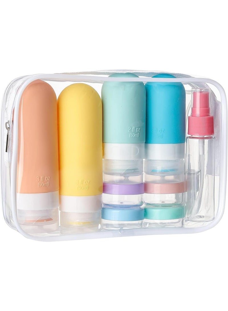 16 Pcs Travel Bottle Set for Toiletries，Clear PET Flight Size Cosmetic Containers for Lotion,  Conditioner, Shampoo, Lotion & Body Wash Accessories - Image 1