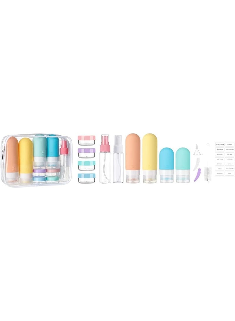 16 Pcs Travel Bottle Set for Toiletries，Clear PET Flight Size Cosmetic Containers for Lotion,  Conditioner, Shampoo, Lotion & Body Wash Accessories - Image 2