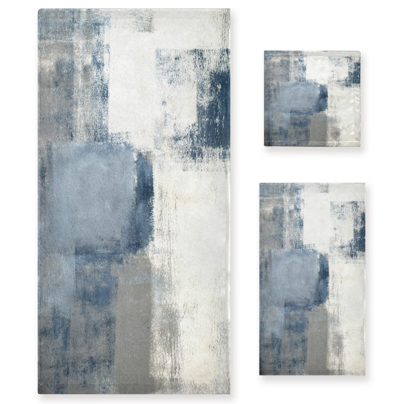 AIYOOLER Vintage Bath Towels SetRetro Blue Grey Abstract Art Painting 3 Piece Soft Towel Set1 Luxury Bath Towel 1 Hand Towel 1 Washcloth Absorbent Bathroom Towels Decorative Kitchen Shower Towel
