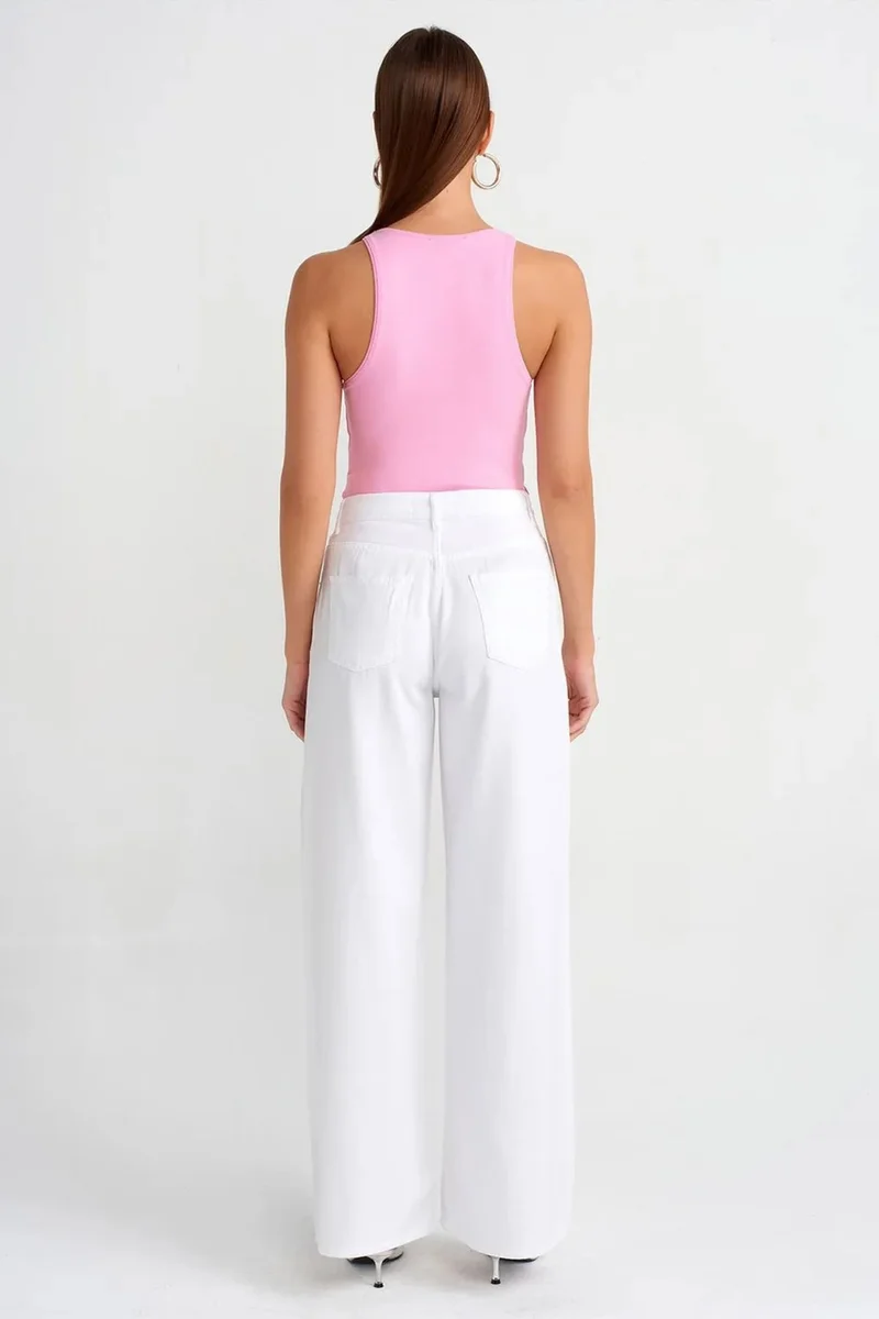 Dilvin White DILVIN High-Waist Wide-Leg Denim Jeans for Women | Best Price UAE
