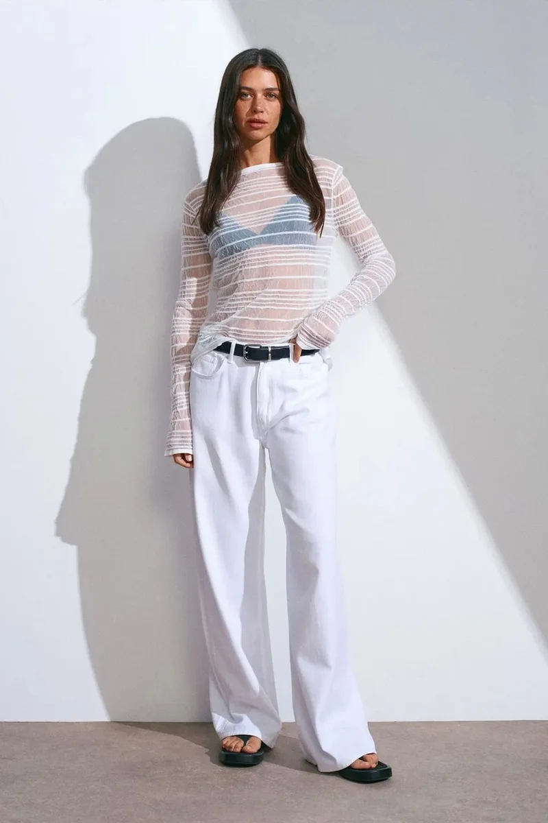 Dilvin White DILVIN High-Waist Wide-Leg Denim Jeans for Women | Best Price UAE