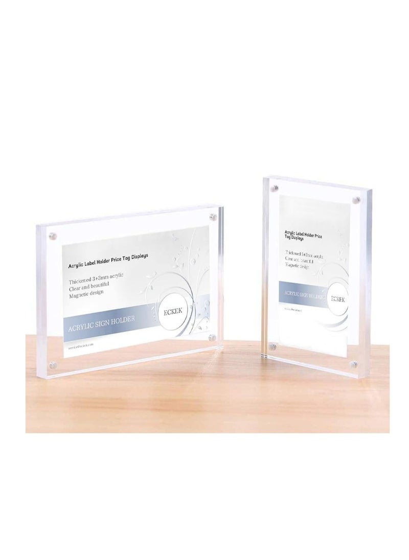 Eckek Eckek  5 Pack Acrylic Label Holder Price Tag Displays Sign Holder with 3M Tape Adhesive Wall Mount Sign Stand  - Image 1