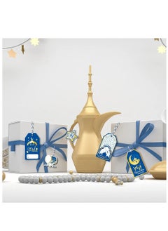 Generic 137pcs Ramadan Gift Tags, Eid Mubarak Hanging Tag Paper Labels with String, Al-Fitr Blue Gold Ornaments Envelope Present Wrap Hang Decor, Ramadan Party Decoration Supplies for Tree Fireplace  - Image 3