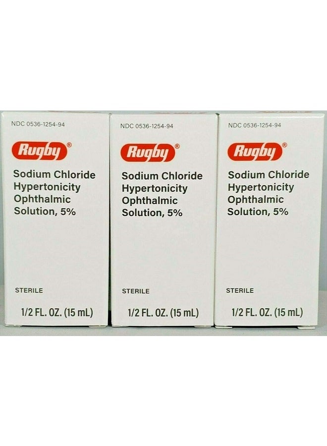 RUGBY LABORATORIES Rugby Sodium Chloride Ophthalmic Solution Eye Drops 5% 15mL - Pack of 3  - Image 1
