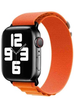 Replacement Alpine Loop Band Designed For Apple Watch Band 42mm, 44mm, and 45mm Nylon Woven Sport Strap Compatible with iWatch Series 8/7/SE/6/5/4/3/2/1 Adjustable Strap Orange