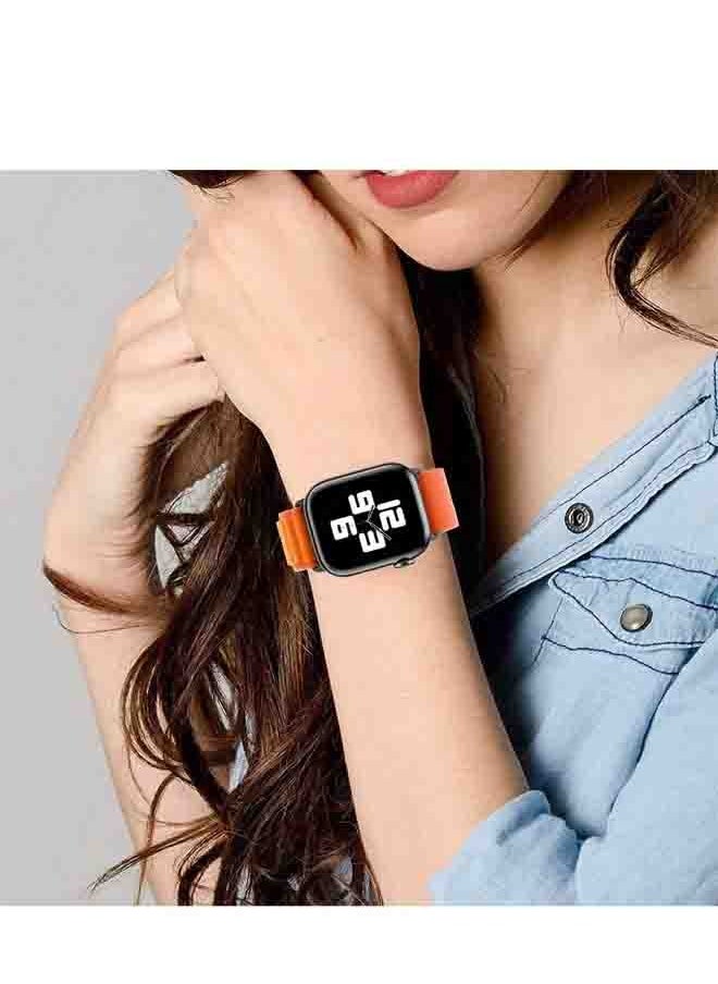 PROVENGE - Replacement Alpine Loop Band Designed For Apple Watch Band 42mm, 44mm, and 45mm Nylon Woven Sport Strap Compatible with iWatch Series 8/7/SE/6/5/4/3/2/1 Adjustable Strap Orange - Image 1