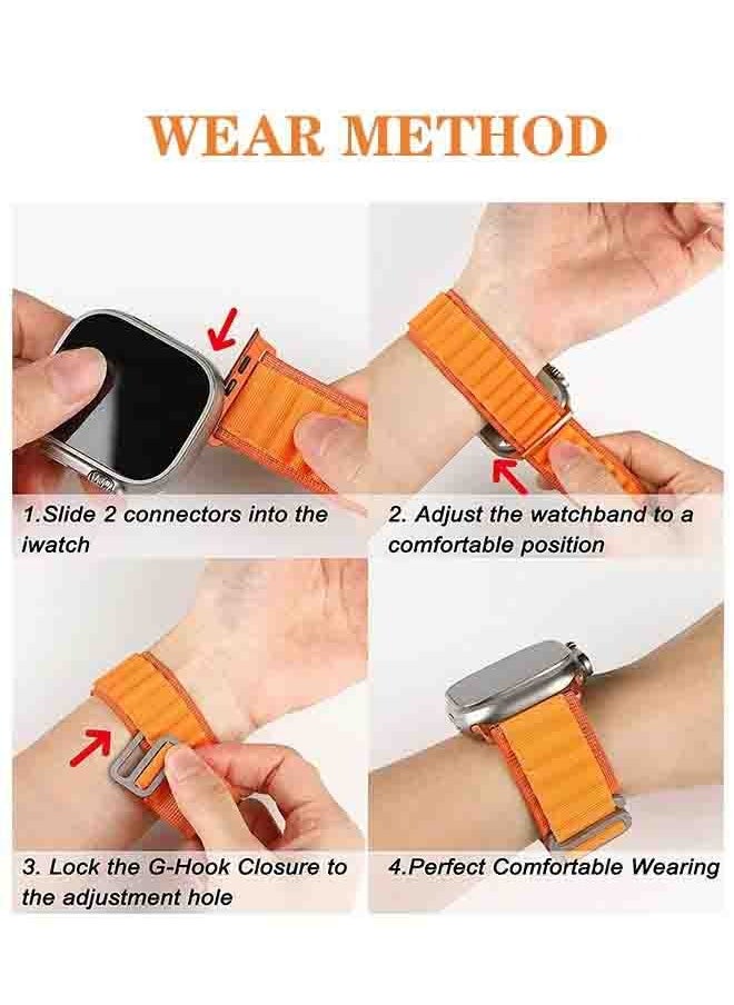 PROVENGE - Replacement Alpine Loop Band Designed For Apple Watch Band 42mm, 44mm, and 45mm Nylon Woven Sport Strap Compatible with iWatch Series 8/7/SE/6/5/4/3/2/1 Adjustable Strap Orange - Image 1