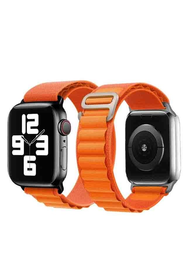 PROVENGE - Replacement Alpine Loop Band Designed For Apple Watch Band 42mm, 44mm, and 45mm Nylon Woven Sport Strap Compatible with iWatch Series 8/7/SE/6/5/4/3/2/1 Adjustable Strap Orange - Image 1