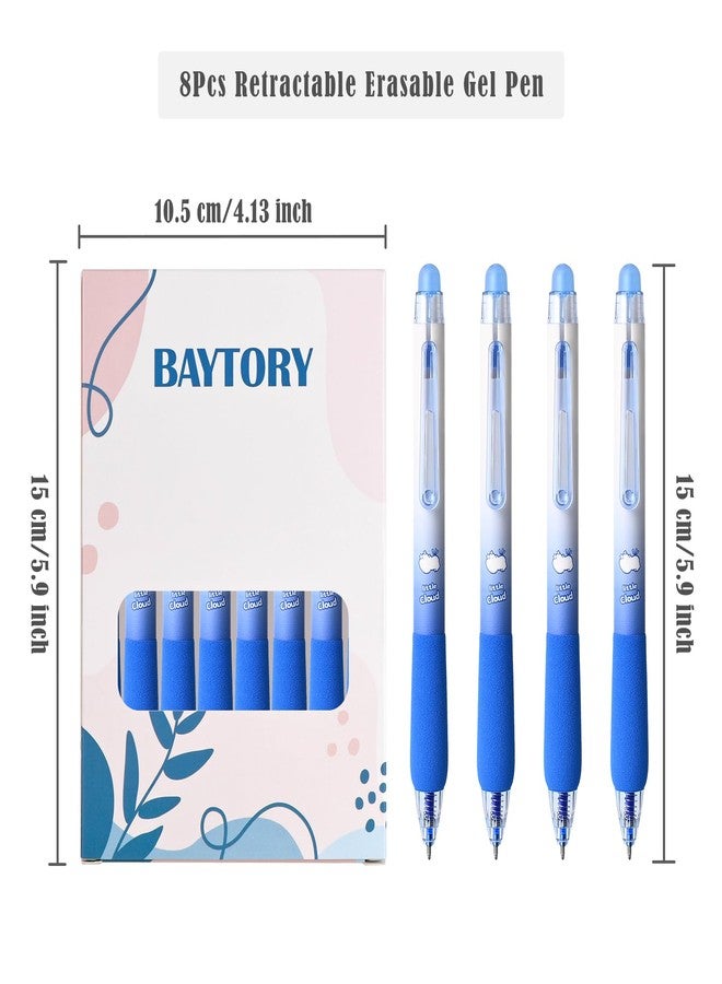 BAYTORY 8Pcs Retractable Erasable Gel Pens, 0.5mm Fine Point Erasable Pen, Smooth Writhing Comfortable, for Writing Planner and Crossword Puzzles (Blue Ink) - Image 2