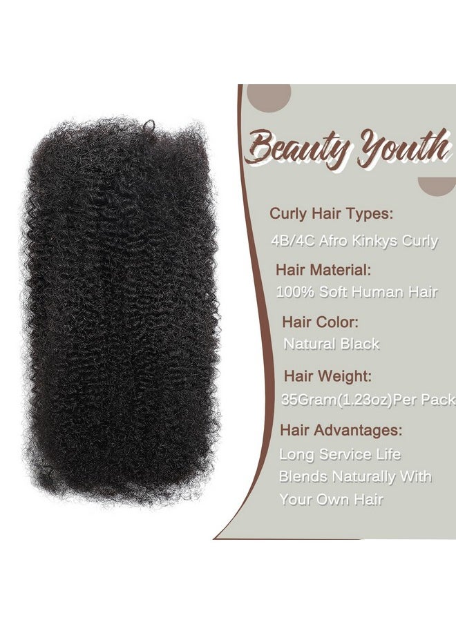 بيوتي يوث - شعر بشري كثيف من Beauty Youth Afro Kinkys (18 بوصة) 35 جرامًا/العبوة، شعر مضفر للضفائر، إصلاح الخصلات، لفات، وصلات ضفائر، أسود - Image 1