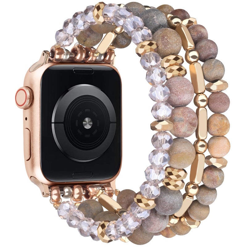 VISOOM Beaded Boho Bracelet Compatible for Apple Watch Band 40mm/38mm/41mm/42mm Iwatch Series 11 10 9 8 7 SE Series 6/5/4 Women Fashion Cute Handmade Crystal Beads Watch Strap for iPhone Bands 3/2/1 - Image 4