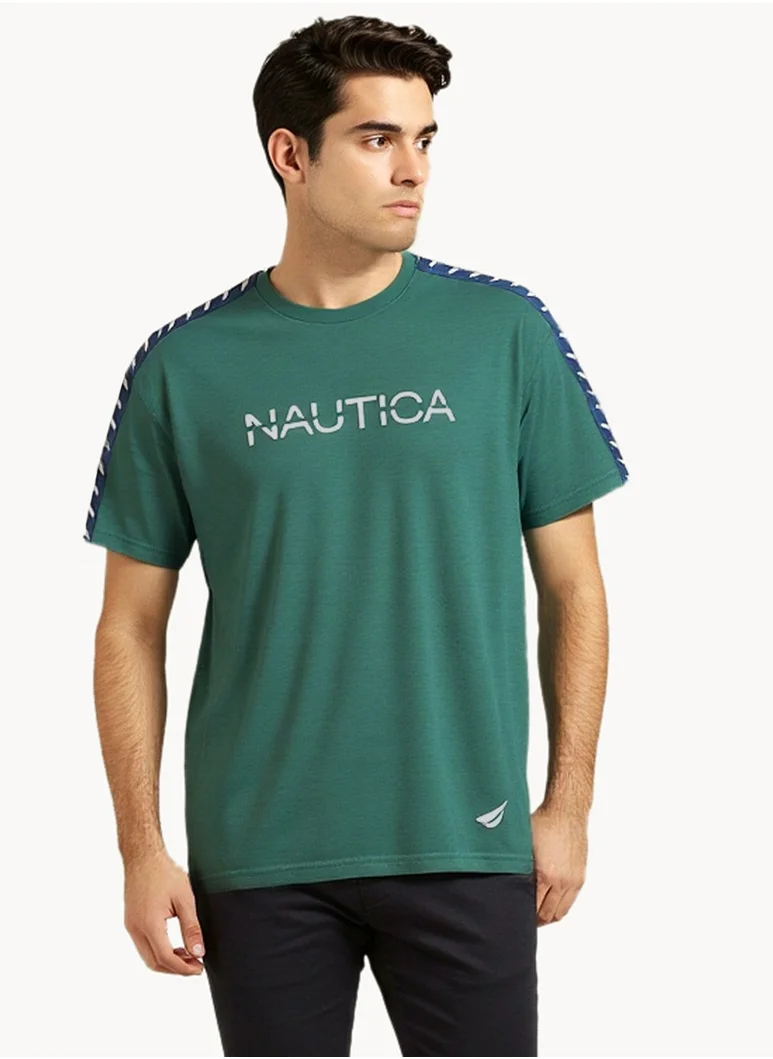 NAUTICA Logo Regular Fit Premium Cotton Crew Neck T-shirt