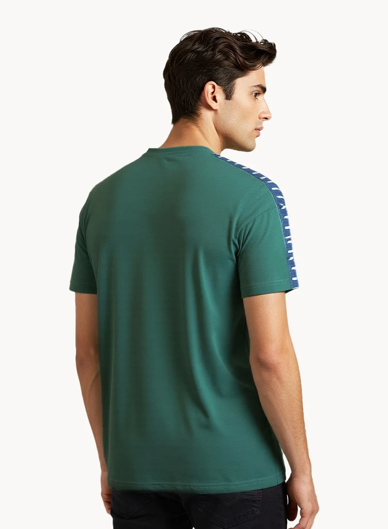 NAUTICA Logo Regular Fit Premium Cotton Crew Neck T-shirt