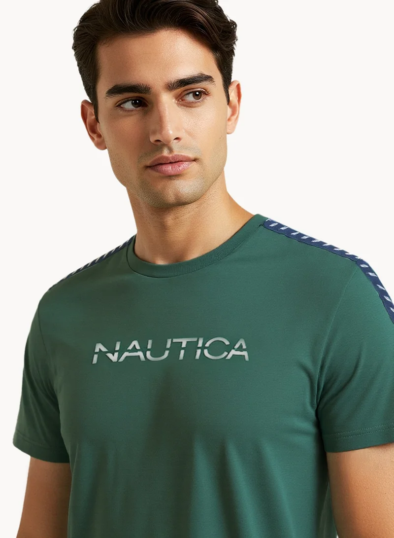 NAUTICA Logo Regular Fit Premium Cotton Crew Neck T-shirt