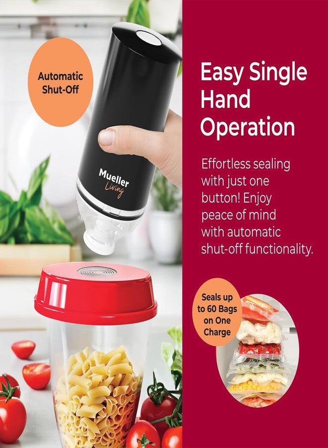 MuellerLiving Cordless Portable Food Vacuum Sealer Seals up to 60 bags, Automatic Shut Off and includes 4 Starter Bags - Image 4