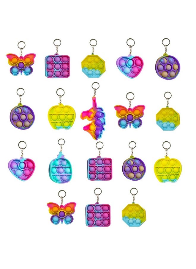 Party Propz Party Propz Silicone Pop It Pop Keychain - 18 Pcs Assorted, Return Gifts For Kids | Simple Fidget Popper Toy For Kids Return Gifts | Cute Keychains For Girls | Kids Return Gifts For Birthday  - Image 1