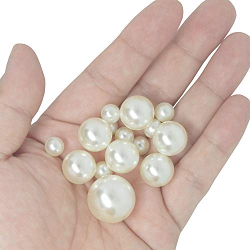 Cymtoo Lifestyle-cat 104pcs Mixed Size Pearls Beads No Holes 8mm, 14mm, 20mm Pearls for Vase Filler, Table Scatter, Wedding, Birthday Party, Home Decoration (Ivory) - Image 2