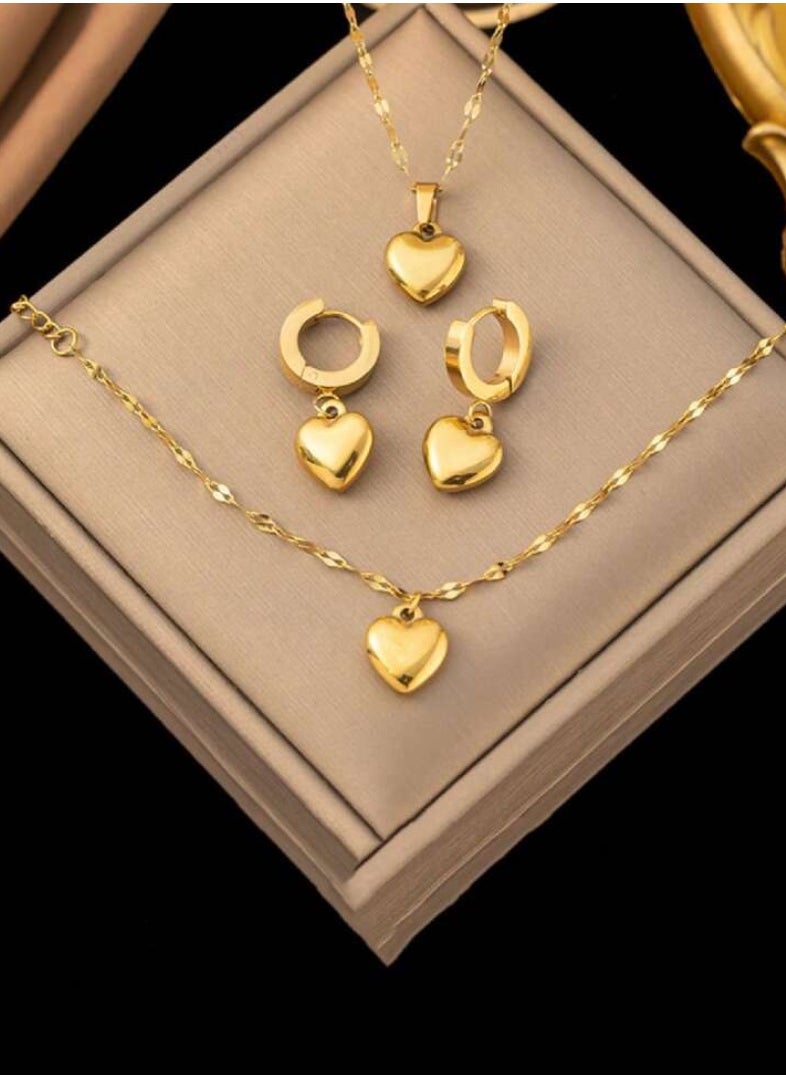JewelryPalace Gold Plated Stainless Steel Women's Necklace And Earrings Accessories Set  - Image 1