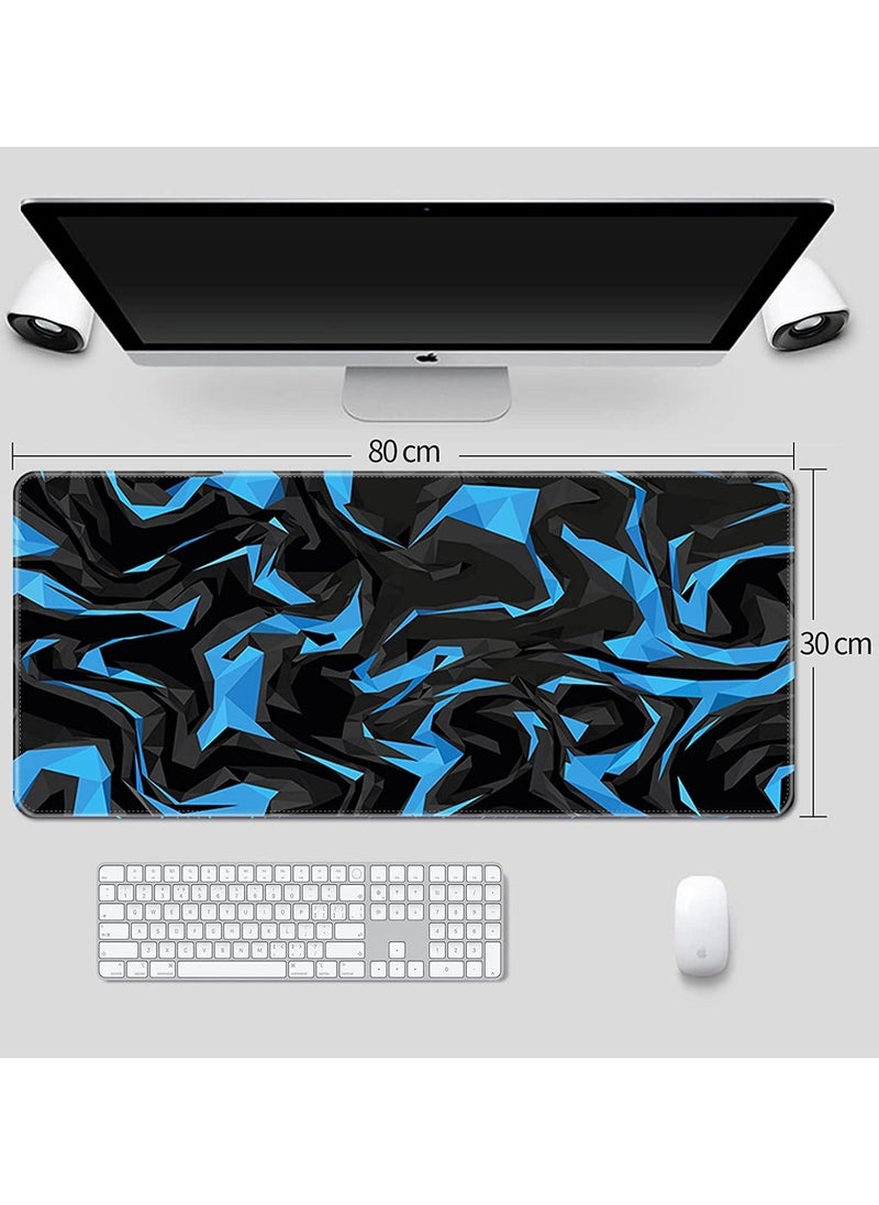 Sumkyle - Large Mouse Pad Extended Gaming Mouse Pad Non-Slip Rubber Base Mouse pad Office Desk Mat (800 * 300 * 3mm) Blue Shards - Image 1