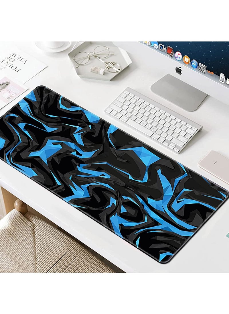 Sumkyle - Large Mouse Pad Extended Gaming Mouse Pad Non-Slip Rubber Base Mouse pad Office Desk Mat (800 * 300 * 3mm) Blue Shards - Image 1