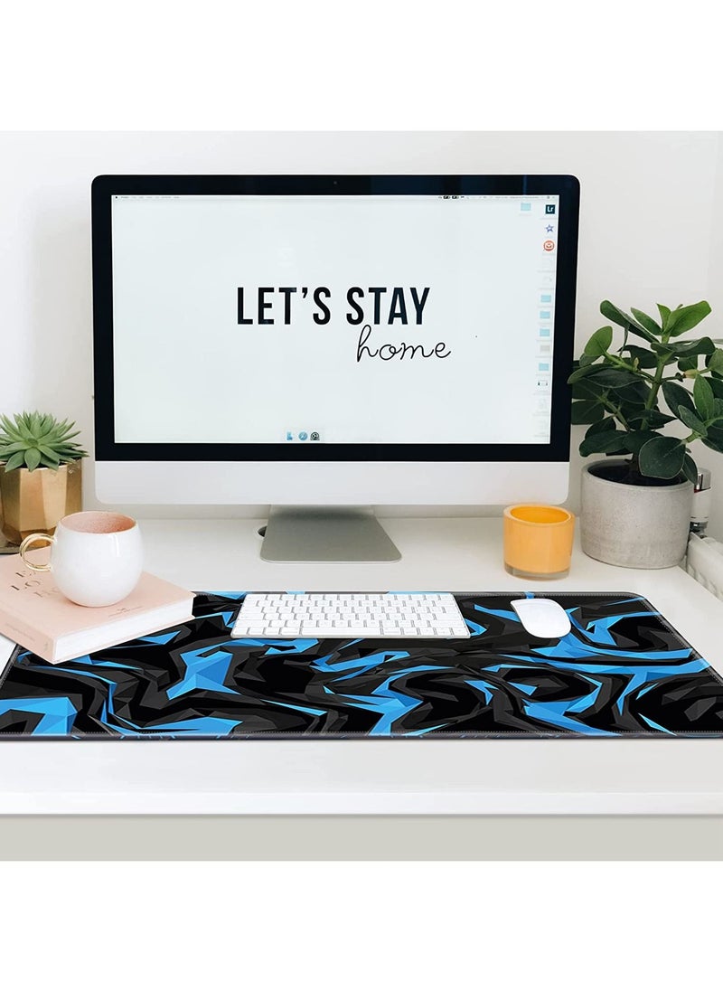 Sumkyle - Large Mouse Pad Extended Gaming Mouse Pad Non-Slip Rubber Base Mouse pad Office Desk Mat (800 * 300 * 3mm) Blue Shards - Image 1