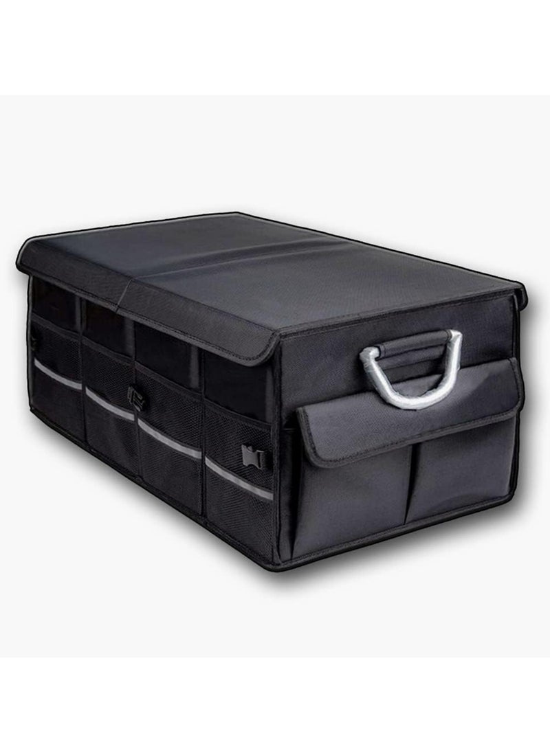 LIMOS - Foldable Car Trunk Organizer with Adjustable Pockets and Non-Slip Bottom - Multi-Compartment Auto Cargo Storage Box with Lid - Image 1