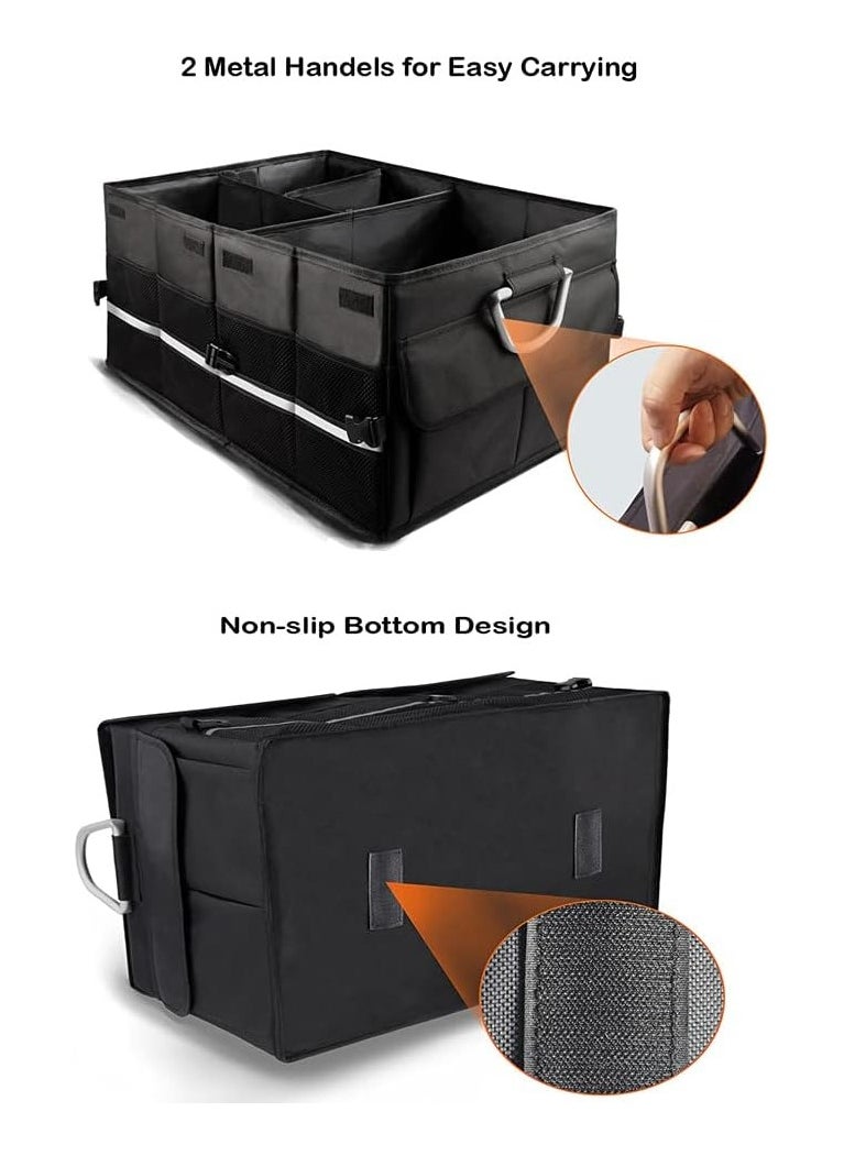 LIMOS - Foldable Car Trunk Organizer with Adjustable Pockets and Non-Slip Bottom - Multi-Compartment Auto Cargo Storage Box with Lid - Image 1