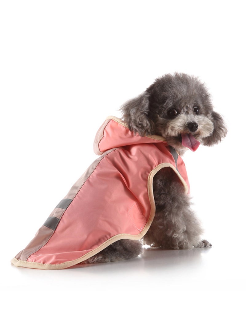 معطف مطر للكلاب، مقاوم للماء وقابل للتعديل، مع غطاء رأس خفيف الوزن، وشريط عاكس، مناسب للكلاب الصغيرة والمتوسطة والكبيرة، لون وردي. - Image 1