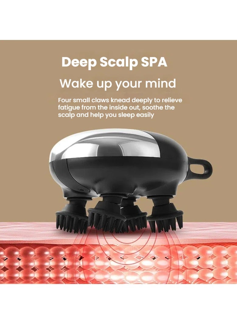 general Head massager head therapy decompression acupoints electric meridian brush waterproof kneading handheld scalp massager - Image 2