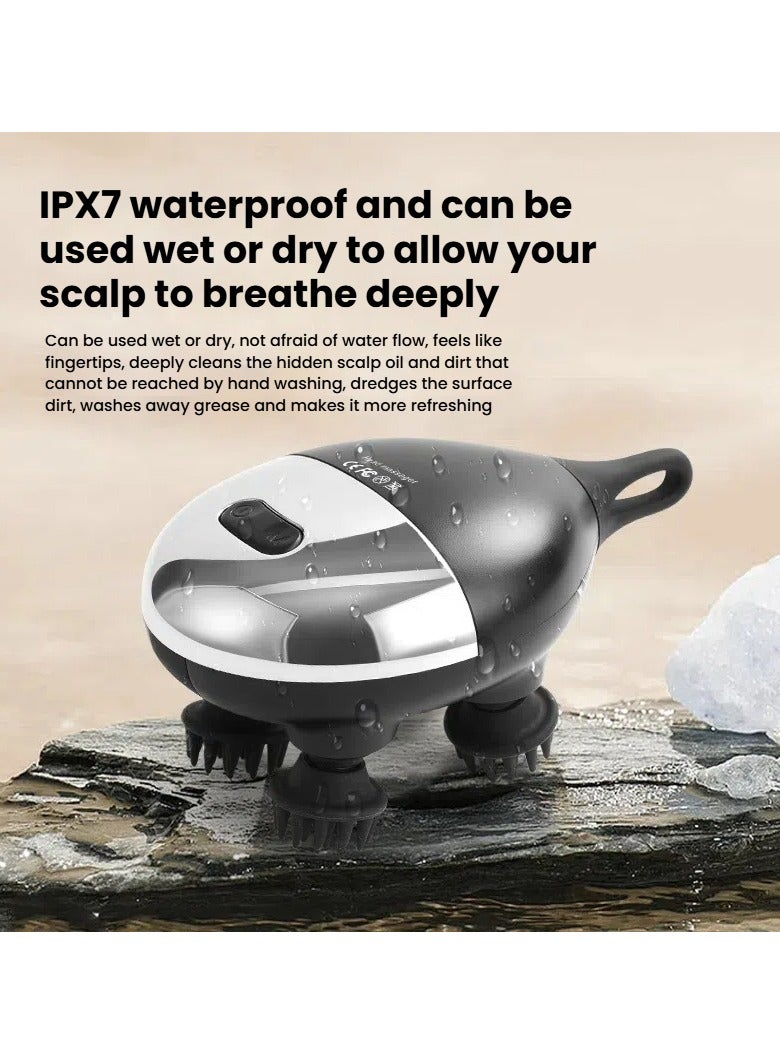 general Head massager head therapy decompression acupoints electric meridian brush waterproof kneading handheld scalp massager - Image 1