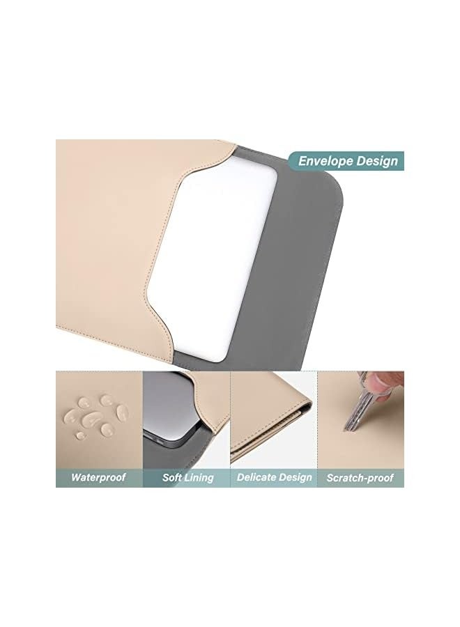 موسيسو حافظة كمبيوتر محمول متوافقة مع MacBook Air 13 M3 A3113 M2 A2681 M1 A2337 A2179 A1932/Pro 13 M2 M1 A2338 A2251 A2289 A2159 A1989 A1706 A1708، حافظة من الجلد السويدي الصناعي مع حقيبة صغيرة، مشمش - Image 3