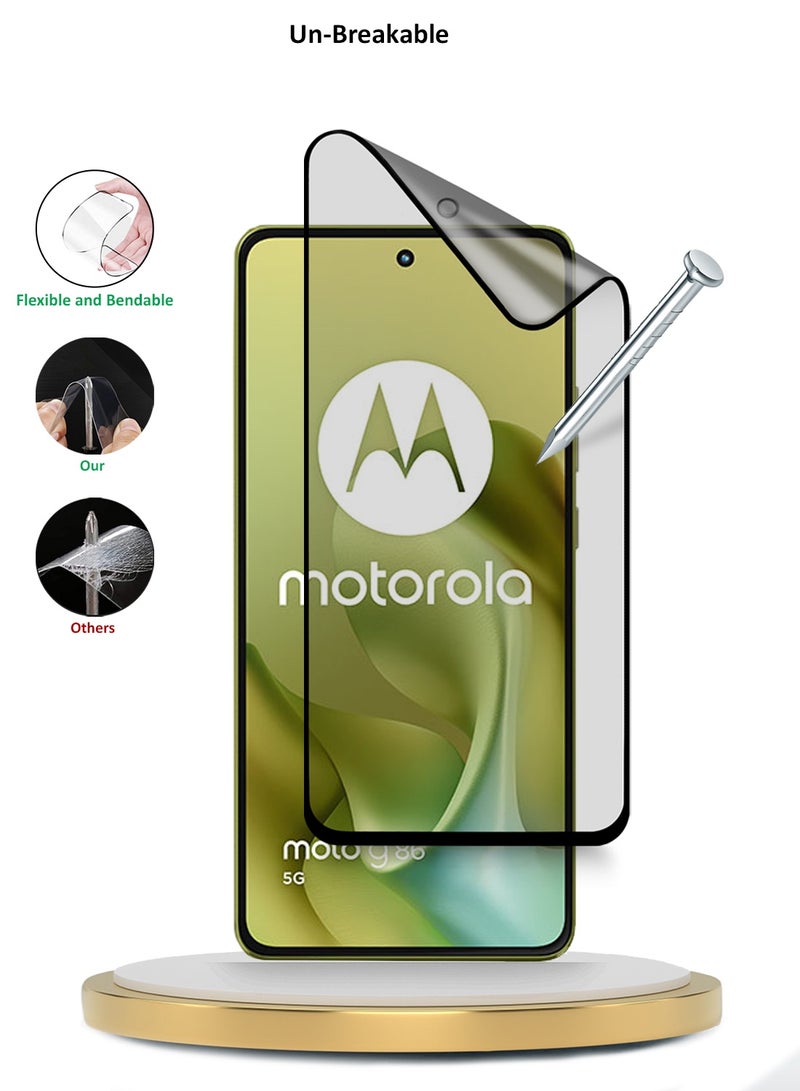 دبليو تيك حماية شاشة مرنة كاملة التغطية مات من السيراميك النانوي - موتورولا موتو G86 5G 2025 (MSCNMN) - شفاف/أسود - Image 3
