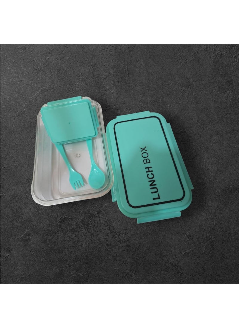Generic Lunch Box Container with Utensils 2 Compartments Mint Green LeakProof  - Image 1