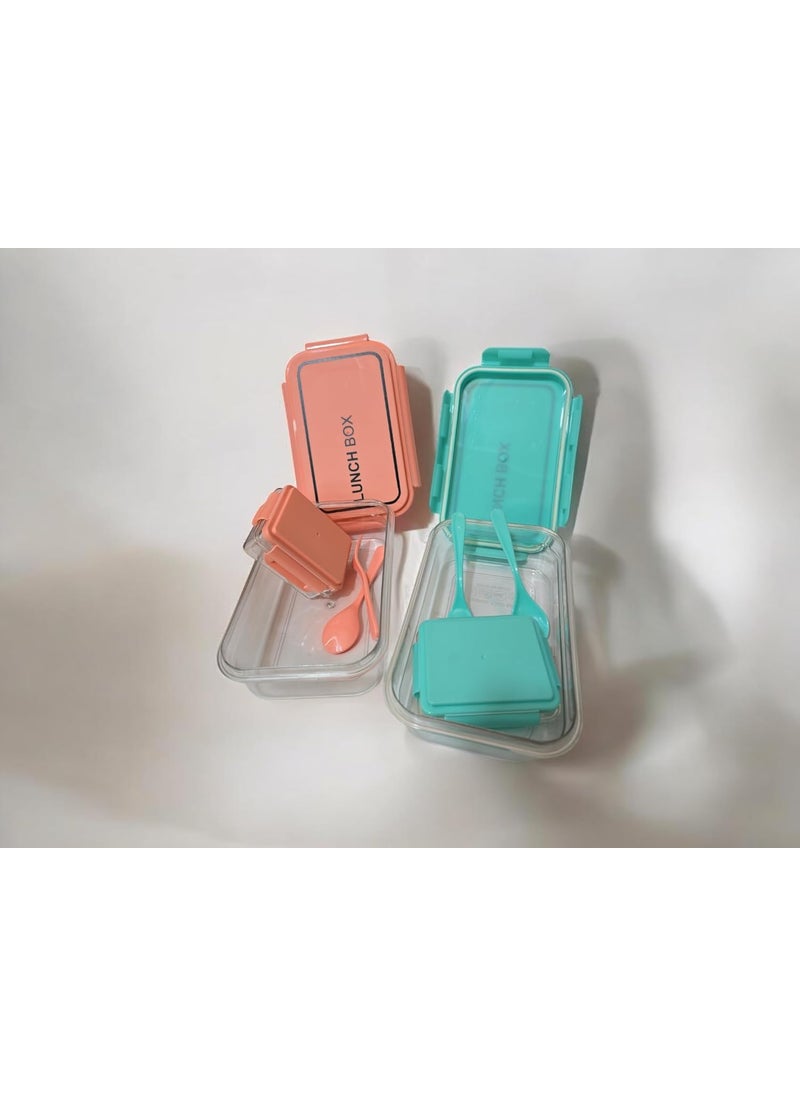 Generic Lunch Box Container with Utensils 2 Compartments Mint Green LeakProof  - Image 3